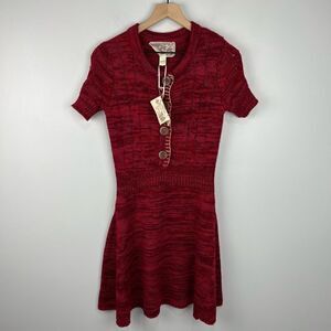 Anthropologie Nick & Mo Red Sweater Dress with Buttons S NWT